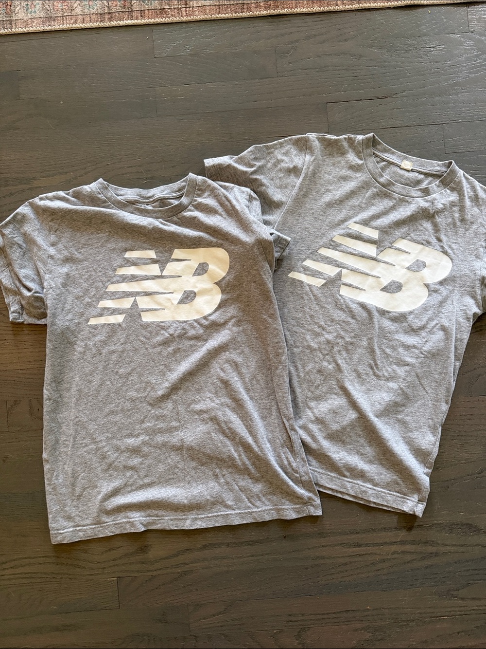 New Balance Gray Kids Logo Tee with White NB Emblem